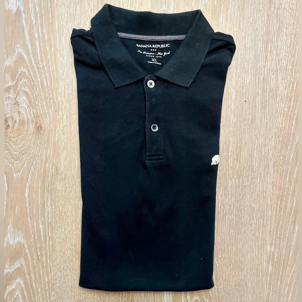 Banana republic men’s‎ all cotton pullover polo size XL black short sleeve nice